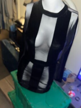 Sheer Panel Black Mini Dress